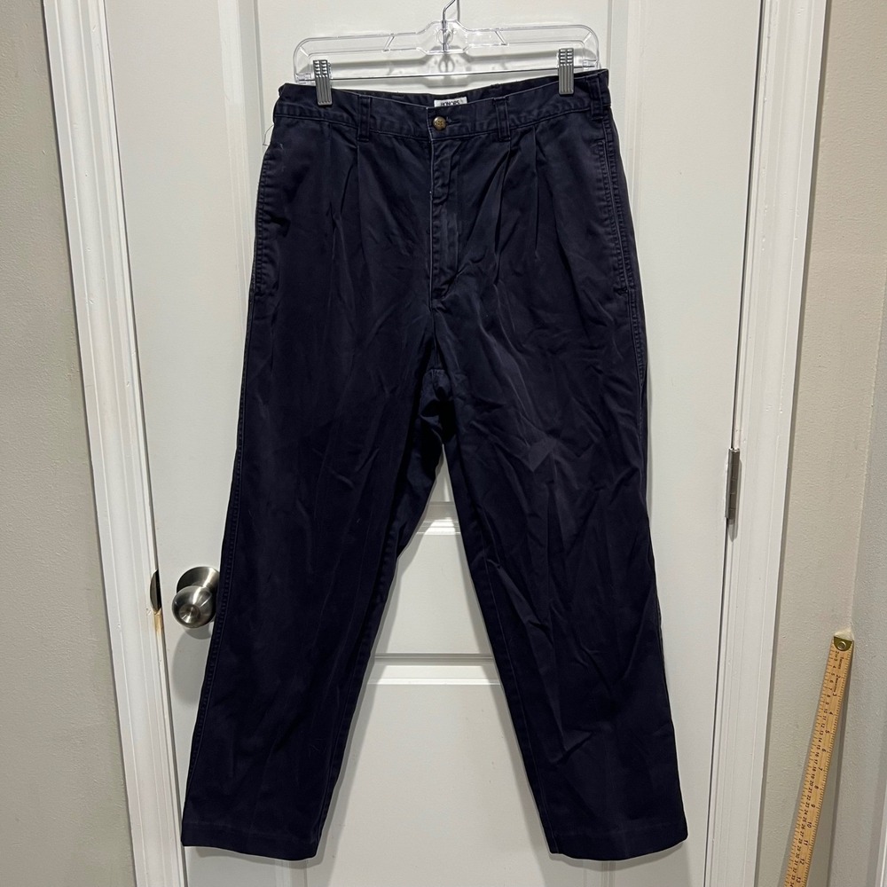 Honors Mens Pleated Chino Pants Wrinkle Resist Navy Blue 33x27